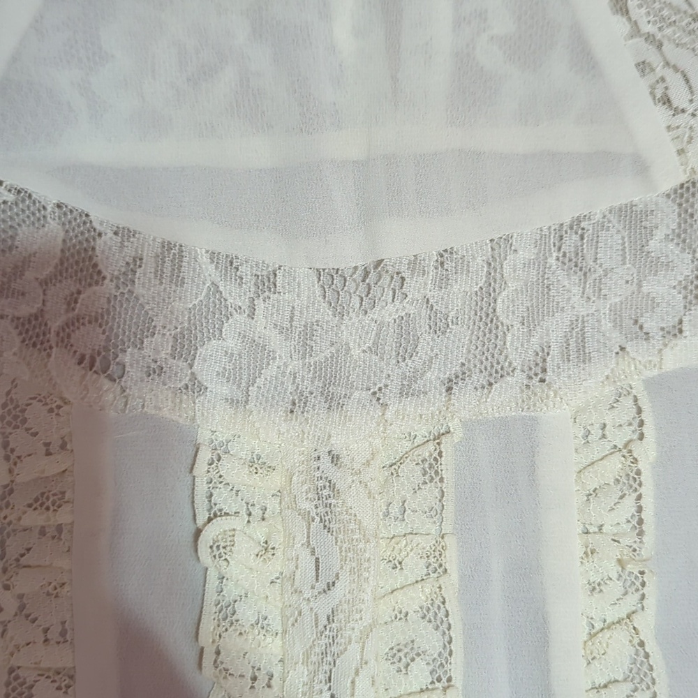 Dorothy Perkins Cream Lace Detail Victorian Romantic Sheer Blouse sz 14 - Picture 6 of 10